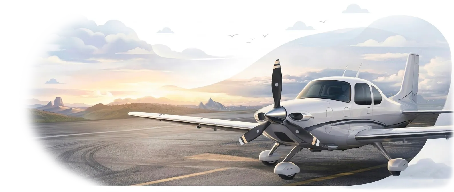 Úvodní obrázek letadla pro přehled pojištění pro piloty.